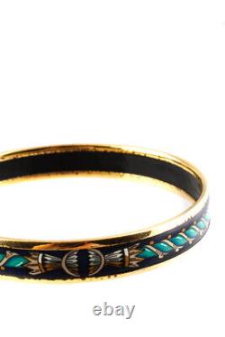 Hermes Gold-Plated Enamel Column Bangle Bracelet Blue Gold