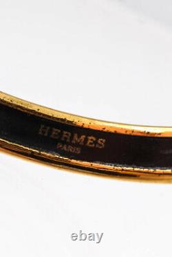 Hermes Gold-Plated Enamel Column Bangle Bracelet Blue Gold