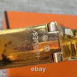 Hermes H Blue Enamel Gold HW Clic Clac Bangle Bracelet