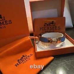 Hermés H Clic Bracelet, Dark Turquoise with Rose Gold Plated