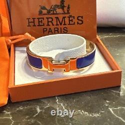 Hermés H Clic Bracelet, dark periwinkle with Rose Plated Gold