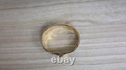 Hermes Kawaii Blue Enamel Hinged Cuff Bracelet Gold Plated 2.3cm Wide M 17.5cm