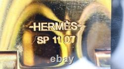 Hermes Kawaii Blue Enamel Hinged Cuff Bracelet Gold Plated 2.3cm Wide M 17.5cm