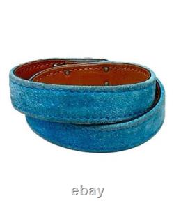 Hermes Kelly Bracelet Blue Enamel Metal Jewelry Wrap Cuff Japan