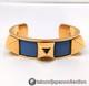 Hermes Medoor Bracelet Bangle Gold Blue Enamel #m-544