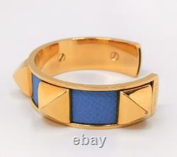 Hermes Medoor Bracelet Bangle Gold Blue Enamel #M-544