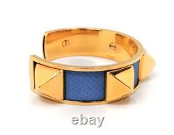 Hermes Medoor Bracelet Bangle Gold Blue Enamel #M-544
