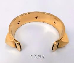 Hermes Medoor Bracelet Bangle Gold Blue Enamel #M-544