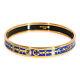 Hermès Narrow Blue Enamel Bracelet With Blue & Gold Design