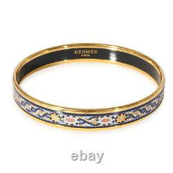 Hermès Narrow Enamel Bracelet in Blue & Gold Mosaic