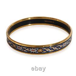 Hermès Narrow Enamel Bracelet in Blue & Gold Mosaic
