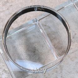 Hermes Paris Enamel Bangle Bracelet Blue Enamel Snowflakes Silver Rim 65 withCase