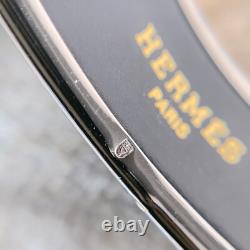 Hermes Paris Enamel Bangle Bracelet Blue Enamel Snowflakes Silver Rim 65 withCase