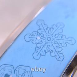 Hermes Paris Enamel Bangle Bracelet Blue Enamel Snowflakes Silver Rim 65 withCase