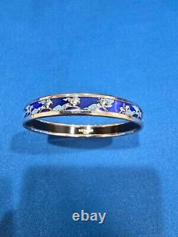 Hermes Paris Enamel Royal Blue Bangle Bracelet With Horse Running On Clouds