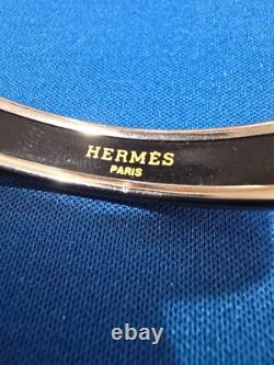 Hermes Paris Enamel Royal Blue Bangle Bracelet With Horse Running On Clouds