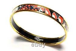 Hermes Paris Narrow Gold Plated Blue Red Enamel Bangle Bracelet