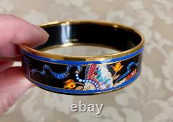 Hermes Plated Blue Folding Fan Design Enamel Bracelet