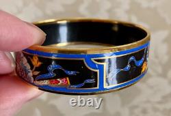 Hermes Plated Blue Folding Fan Design Enamel Bracelet