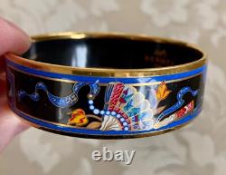 Hermes Plated Blue Folding Fan Design Enamel Bracelet