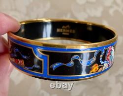 Hermes Plated Blue Folding Fan Design Enamel Bracelet