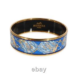 Hermès Plated Cobalt Blue Les Tambours Enamel Bracelet (62mm)