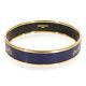 Hermès Plated Enamel Bracelet With Navy Blue Caleche, 14mm
