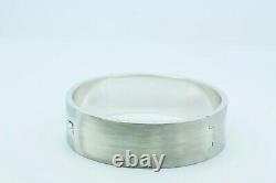 Hermes Silver Blue Black And White Enamel Hinged Bangle Bracelet 5/8th Inch Wide