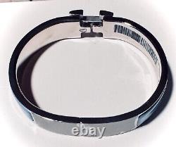 Hermes Silver Blue Polaire Blue Enamel H Clic Clac Bangle Bracelet 17cm Birkin