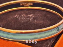 Hermès Turquoise Blue-Green Enamel Bracelet Rope Medallion PM Authentic