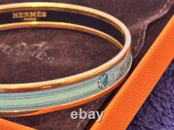 Hermès Turquoise Blue-Green Enamel Bracelet Rope Medallion PM Authentic