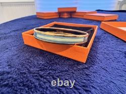 Hermès Turquoise Blue-Green Enamel Bracelet Rope Medallion PM Authentic
