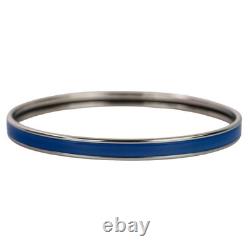 Hermes Uni Enamel Bangle Bracelet Blue Silver 8.1in Pre-owned