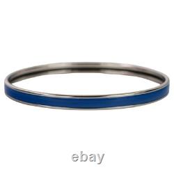 Hermes Uni Enamel Bangle Bracelet Blue Silver 8.1in Pre-owned
