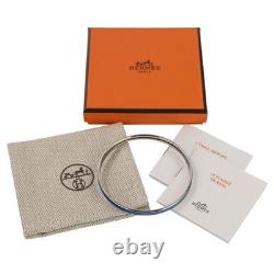 Hermes Uni Enamel Bangle Bracelet Blue Silver 8.1in Pre-owned