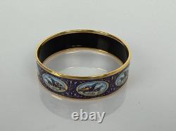 Hermès Wide Enamel Bangle Bracelet Blue (Bird Motif)