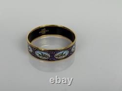 Hermès Wide Enamel Bangle Bracelet Blue (Bird Motif)