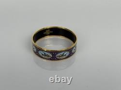 Hermès Wide Enamel Bangle Bracelet Blue (Bird Motif)