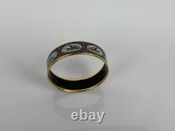 Hermès Wide Enamel Bangle Bracelet Blue (Bird Motif)