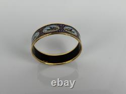 Hermès Wide Enamel Bangle Bracelet Blue (Bird Motif)