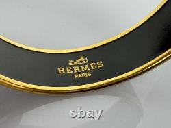 Hermès Wide Enamel Bangle Bracelet Blue (Bird Motif)