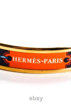 Hermes Womens 18kt Gold Plated Blue Enamel Narrow Chain Logo Print Bracelet