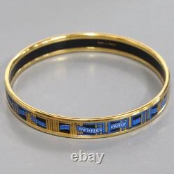 Hermes bangle enamel PM blue ribbon pattern bracelet cloisonne enamel print