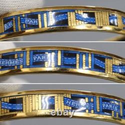 Hermes bangle enamel PM blue ribbon pattern bracelet cloisonne enamel print