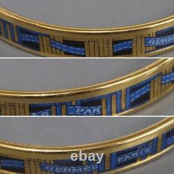Hermes bangle enamel PM blue ribbon pattern bracelet cloisonne enamel print