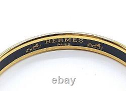 Hermes bangle enamel PM gold bracelet cloisonne belt pattern with box red blue
