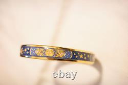 Hermes bangle enamel bracelet blue x gold diameter 6.3cm circumference 18.5cm