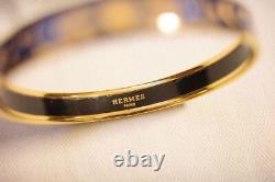 Hermes bangle enamel bracelet blue x gold diameter 6.3cm circumference 18.5cm