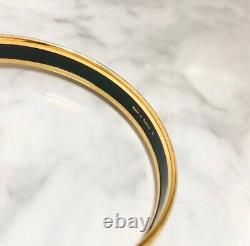 Hermes bangle enamel cloisonne blue ribbon gold GP bracelet 0.9×19cm Accessorie
