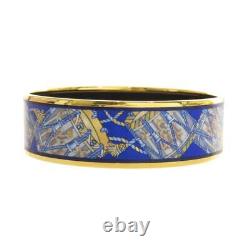 Hermes enamel bracelet metal blue size 19.4mm x 19cm women's second-hand goods